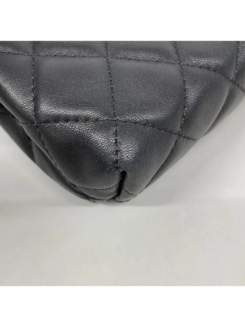 Chanel Pouch Quilted Lambskin Black Silver